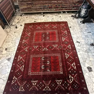 Tappeto Baluchi persiano originale, 220 × 156 cm, vista completa