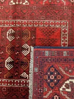 Tappeto Baluchi persiano originale, 220 × 156 cm, vista del retro