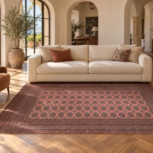 Tappeto pakistano 227 × 190 cm in un ambiente arredato — visualizzazione di stile