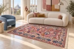 Tappeto Agra in lana 205 × 137 cm in un soggiorno contemporaneo — ambientazione virtuale