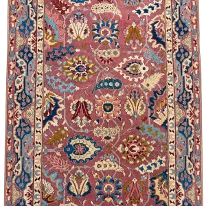 Tappeto Agra indiano in lana su cotone, 205 × 137 cm, vista frontale