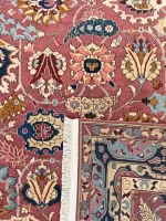 Tappeto Agra indiano in lana su cotone, 205 × 137 cm, dettaglio della bordura
