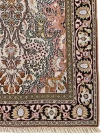 Tappeto Agra indiano in seta su cotone, 158 × 93 cm, dettaglio della bordura