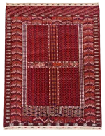 Tappeto Baluchi persiano rosso, 156 × 120 cm, vista frontale