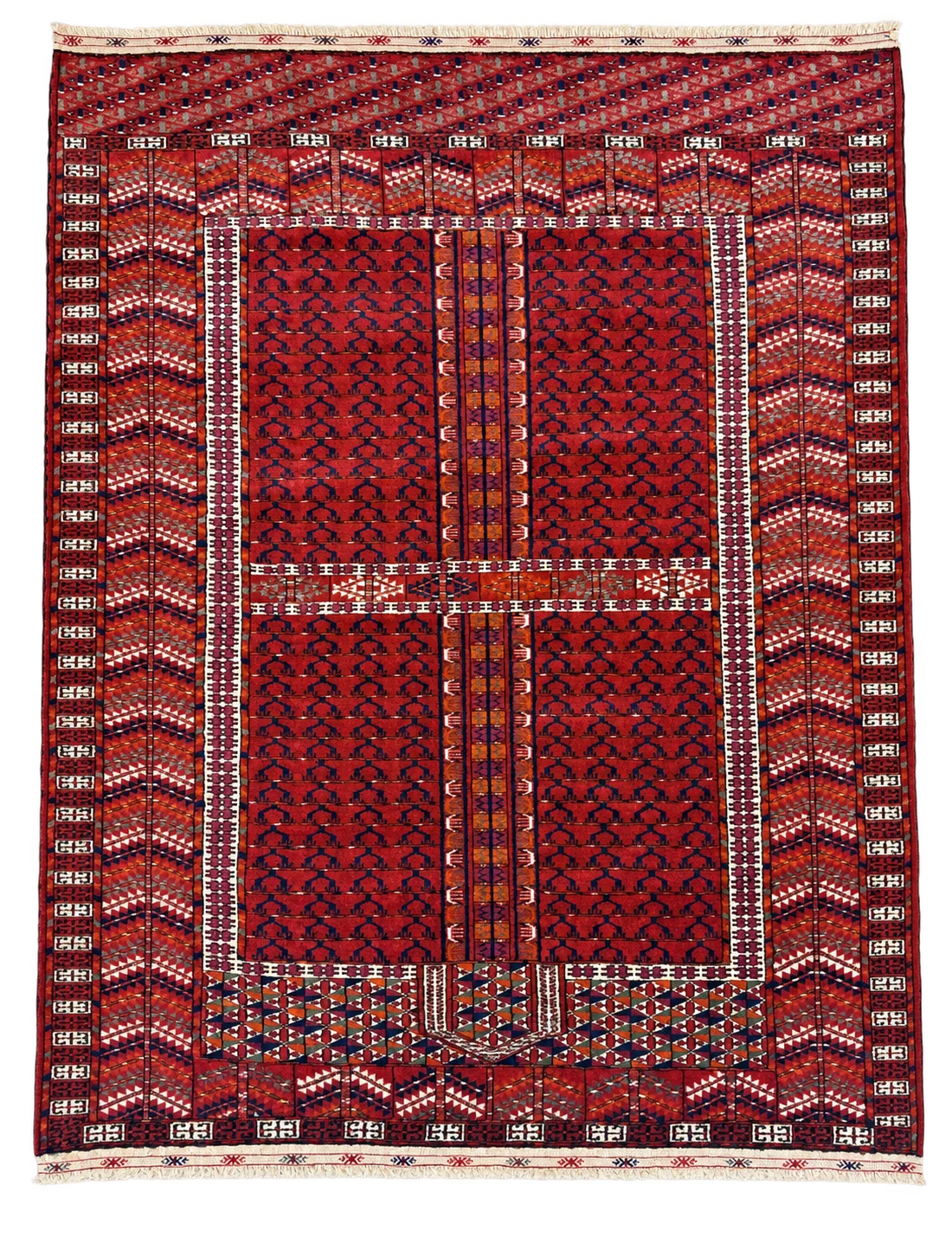 Tappeto Baluchi persiano rosso, 156 × 120 cm, vista frontale