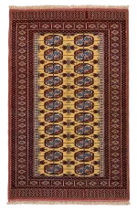 Tappeto Turkmen persiano in lana su cotone, 147 × 95 cm, vista frontale
